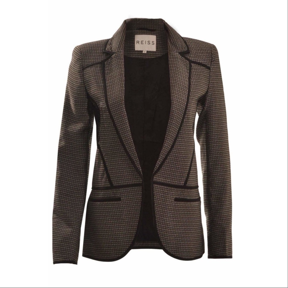 Reiss Black and Gray Textured Tailored Blazer